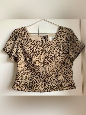 Y2k/90s Animal Print Square Neck Blouse